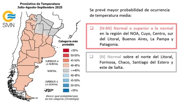 
Clima, Pronóstico estacional, ENSO, El Niño, La Niña, Servicio Meteorológico Nacional, Argentina, Invierno 2025, Lluvias, Temperaturas, Agro, Campaña de trigo, Cultivos estivales, Neutralidad climática, Meteorología

















